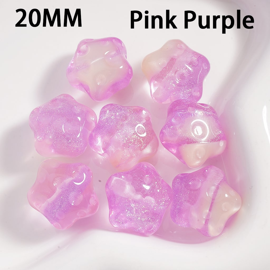 Acrylic Beads Cute Glitter Star Shape with Meteor Craters Double Color 20MM (Single Color is available for 100pcs(Whole Bag) Only)