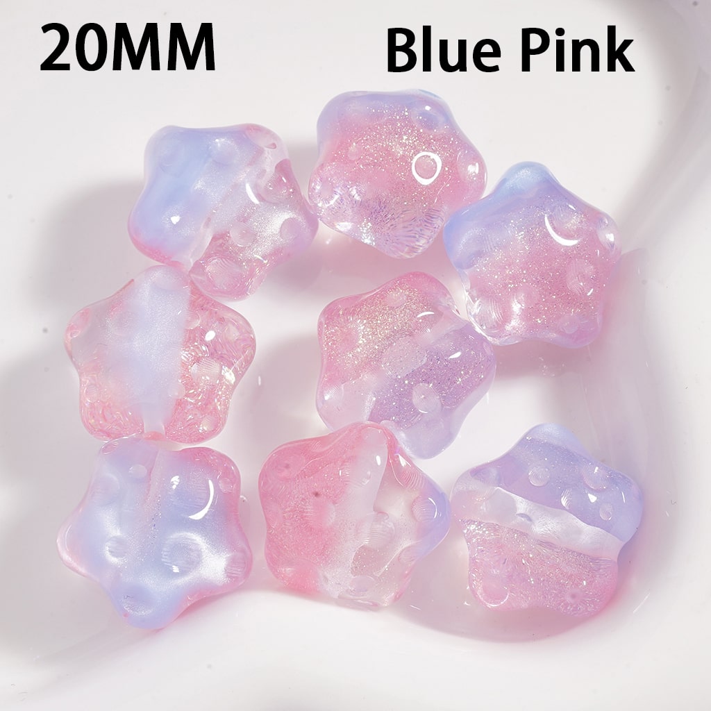 Acrylic Beads Cute Glitter Star Shape with Meteor Craters Double Color 20MM (Single Color is available for 100pcs(Whole Bag) Only)