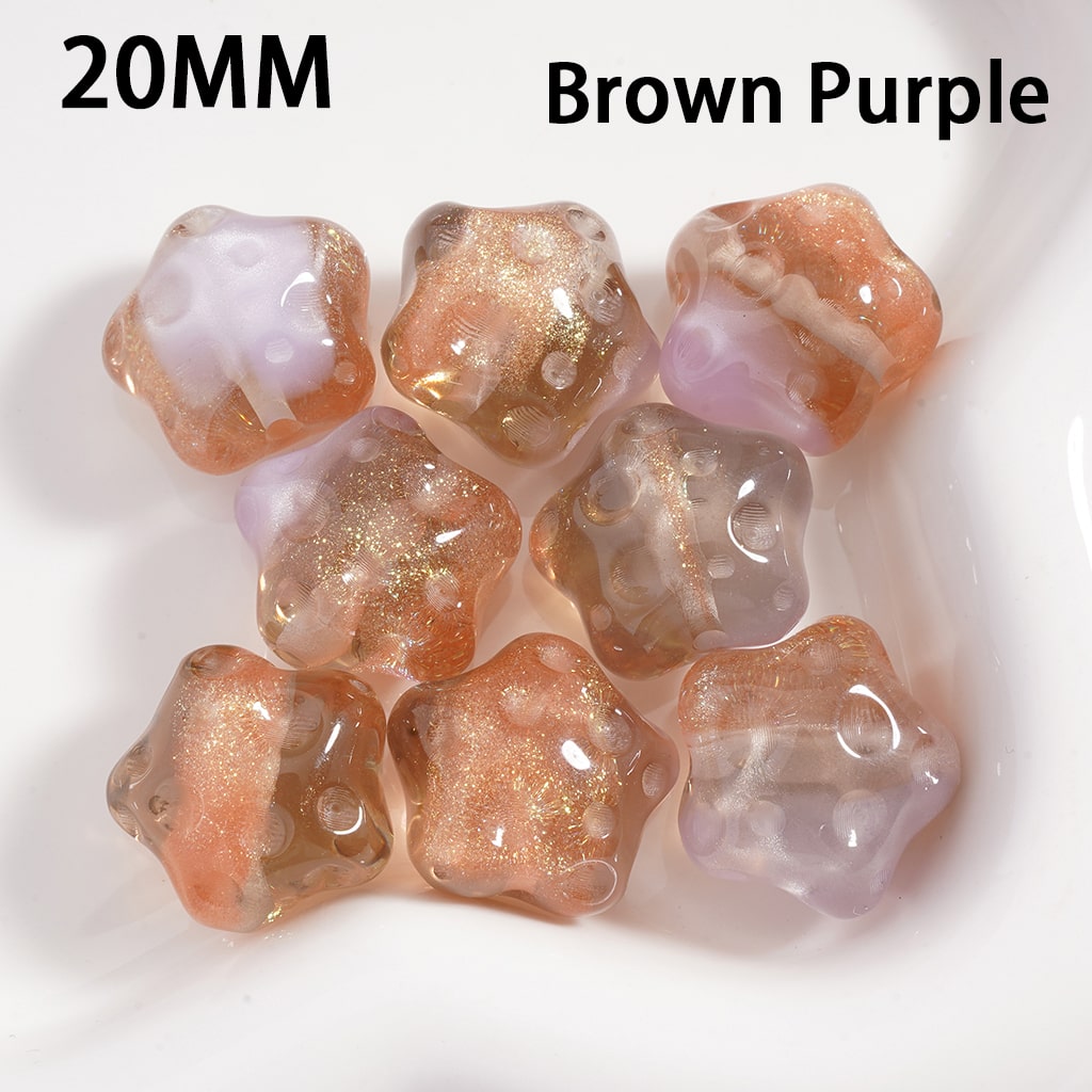 Acrylic Beads Cute Glitter Star Shape with Meteor Craters Double Color 20MM (Single Color is available for 100pcs(Whole Bag) Only)