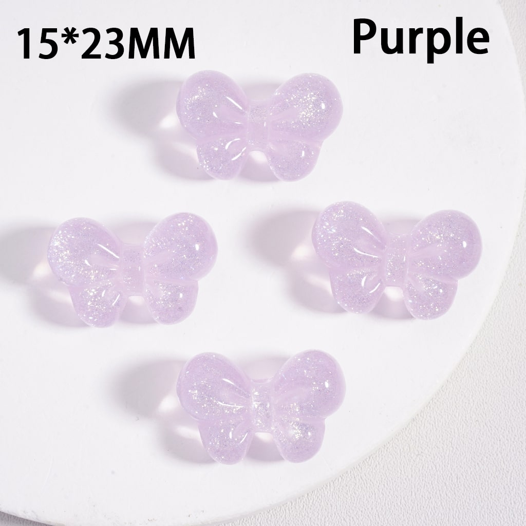 Acrylic Beads Shiny Glitter Bowknots Solid Color 15*23MM (Single Color is available for 200pcs(Whole Bag) Only)