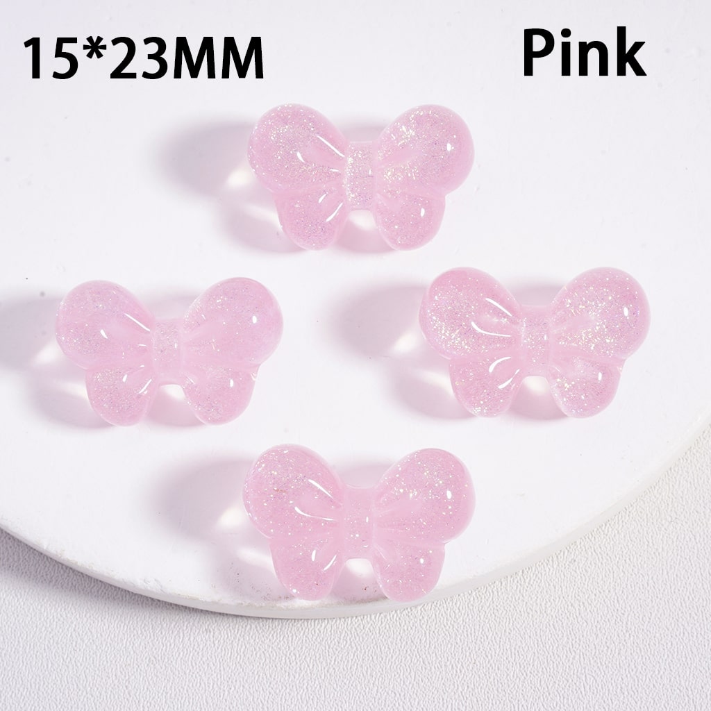 Acrylic Beads Shiny Glitter Bowknots Solid Color 15*23MM (Single Color is available for 200pcs(Whole Bag) Only)