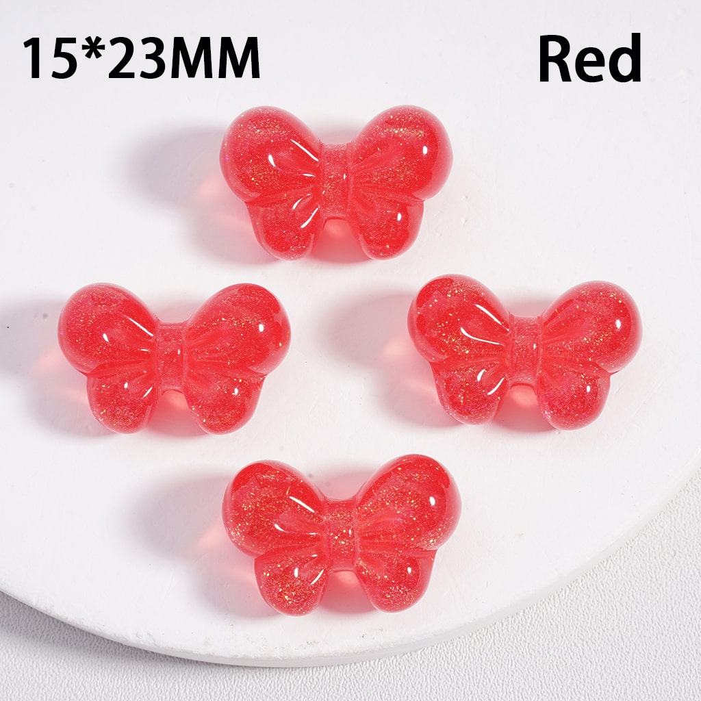 Acrylic Beads Shiny Glitter Bowknots Solid Color 15*23MM (Single Color is available for 200pcs(Whole Bag) Only)