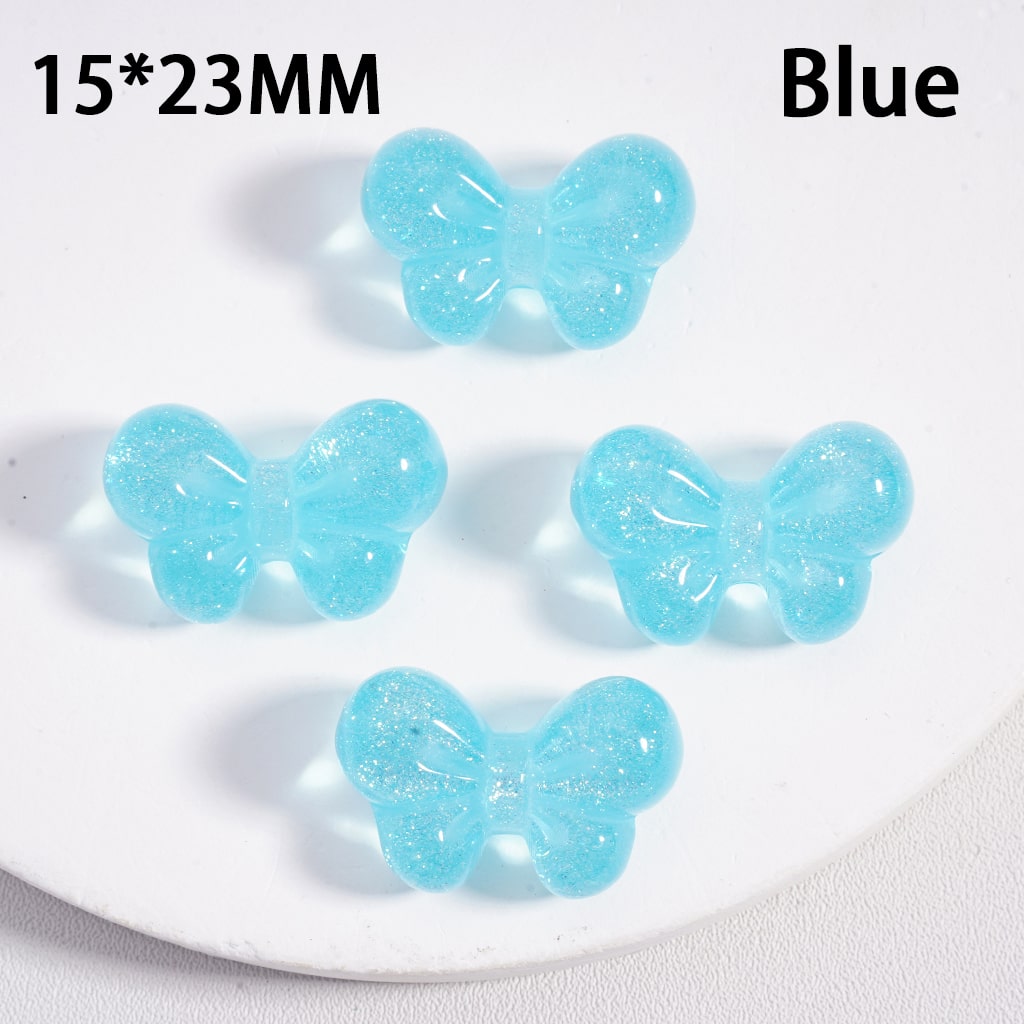 Acrylic Beads Shiny Glitter Bowknots Solid Color 15*23MM (Single Color is available for 200pcs(Whole Bag) Only)