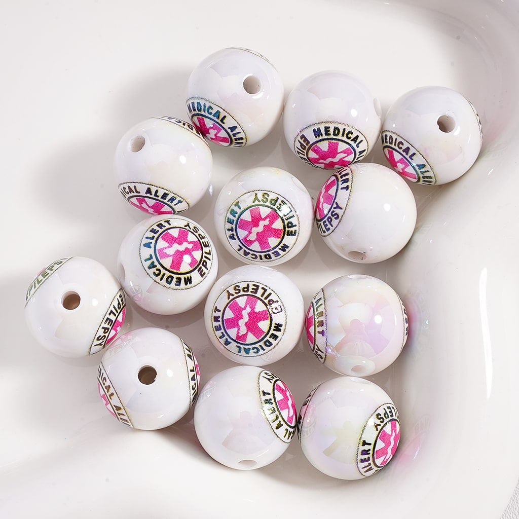 Acrylic Beads UV Coating Medical Alert Series Epipen I Have Diabetes Epilepsy It's A Beautiful Day to Save Lives 16MM