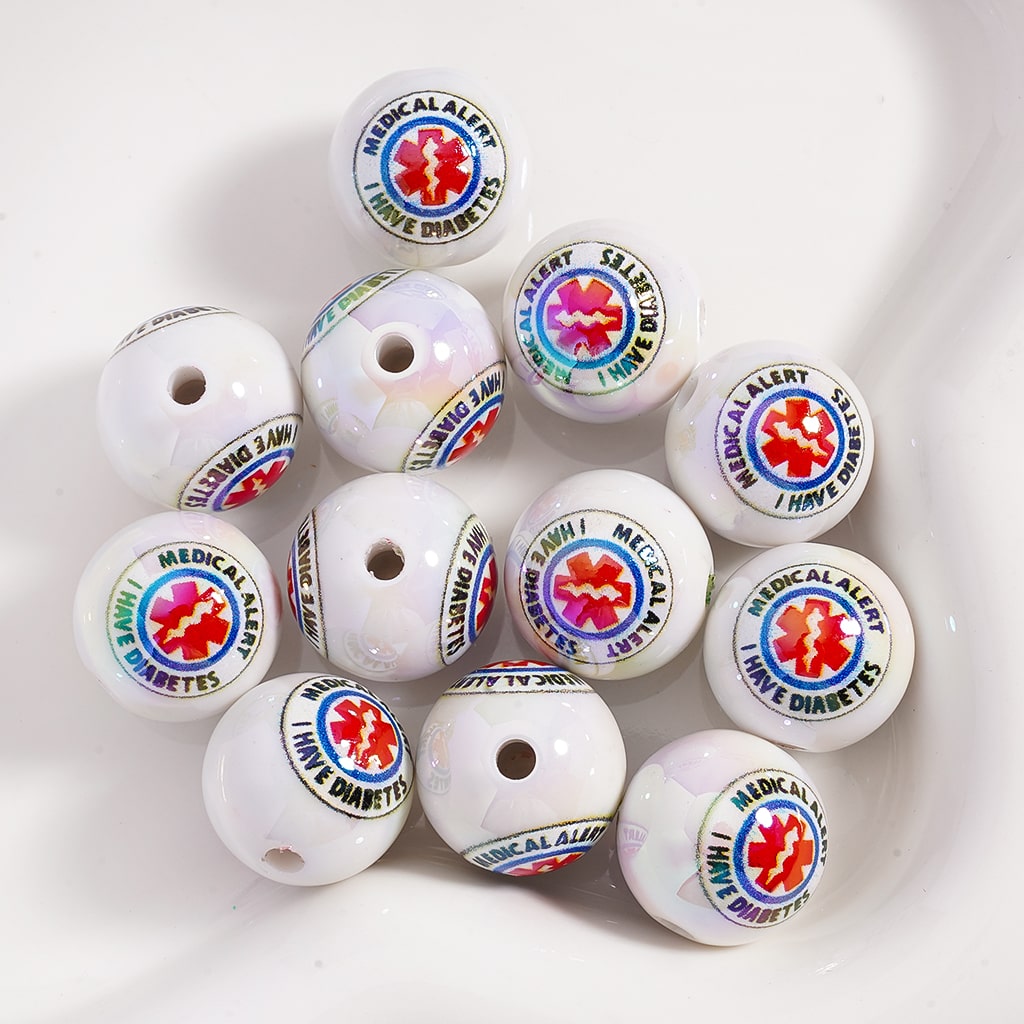 Acrylic Beads UV Coating Medical Alert Series Epipen I Have Diabetes Epilepsy It's A Beautiful Day to Save Lives 16MM