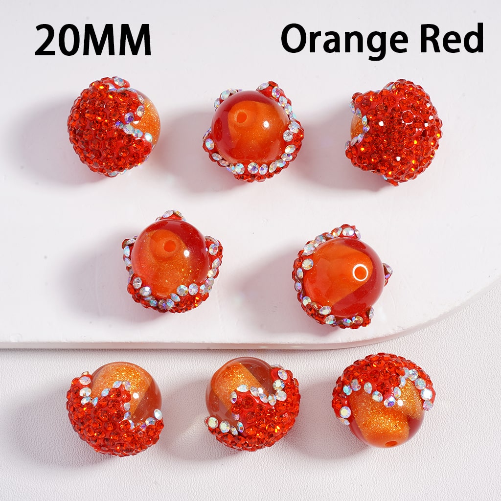 Clay Acrylic Beads Luminous Glitter Sugar Core Inside Shiny AB Rhinestones Cute Flower Multi-Color 20MM