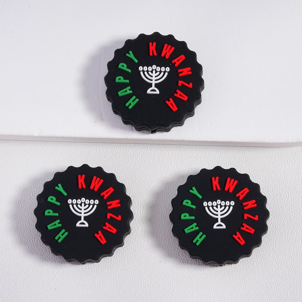 Silicone Focal Beads Happy Kwanzaa Gifts Candles Solidarity Cup African Drum