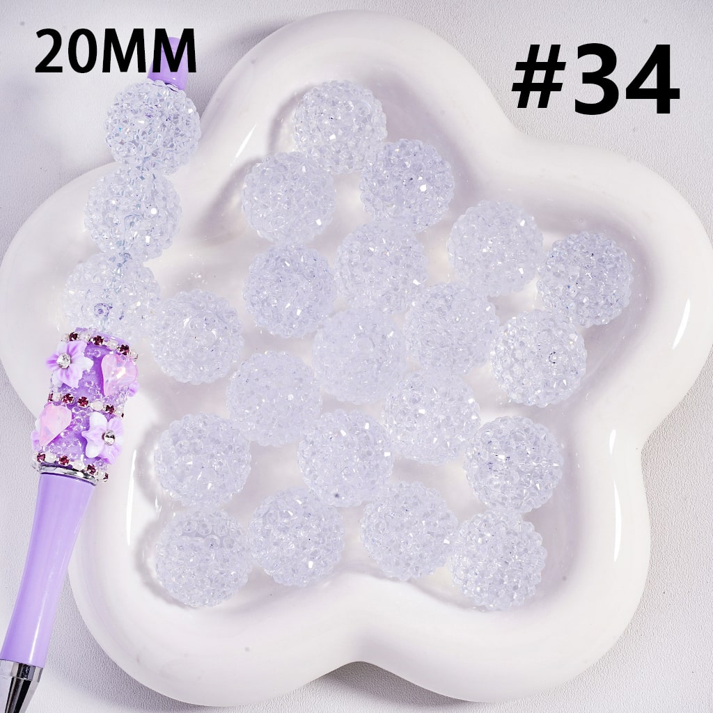 20MM Rhinestone Beads, Collection of Acrylic Rhinestone Beads, Part 2: Color No.33 -No.60