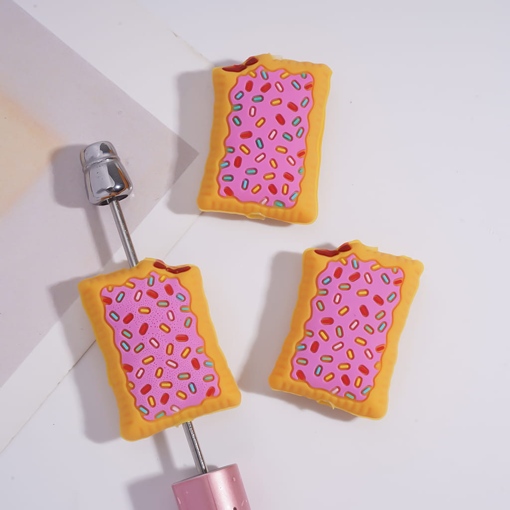 Silicone Focal Beads 3D American-Style Breakfast Snacks Fruit Tart Cookies