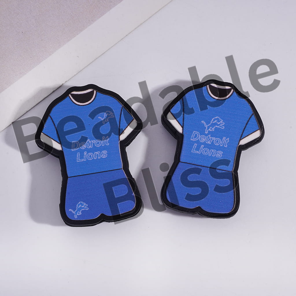 Silicone Focal Beads Detroit Football Set Jersey