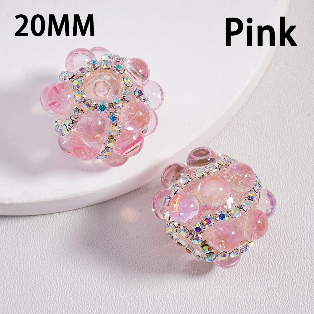Acrylic Beads Cat Eye Style Shiny Translucent Pearls AB Rhinestones Chains Multi-Color 20MM