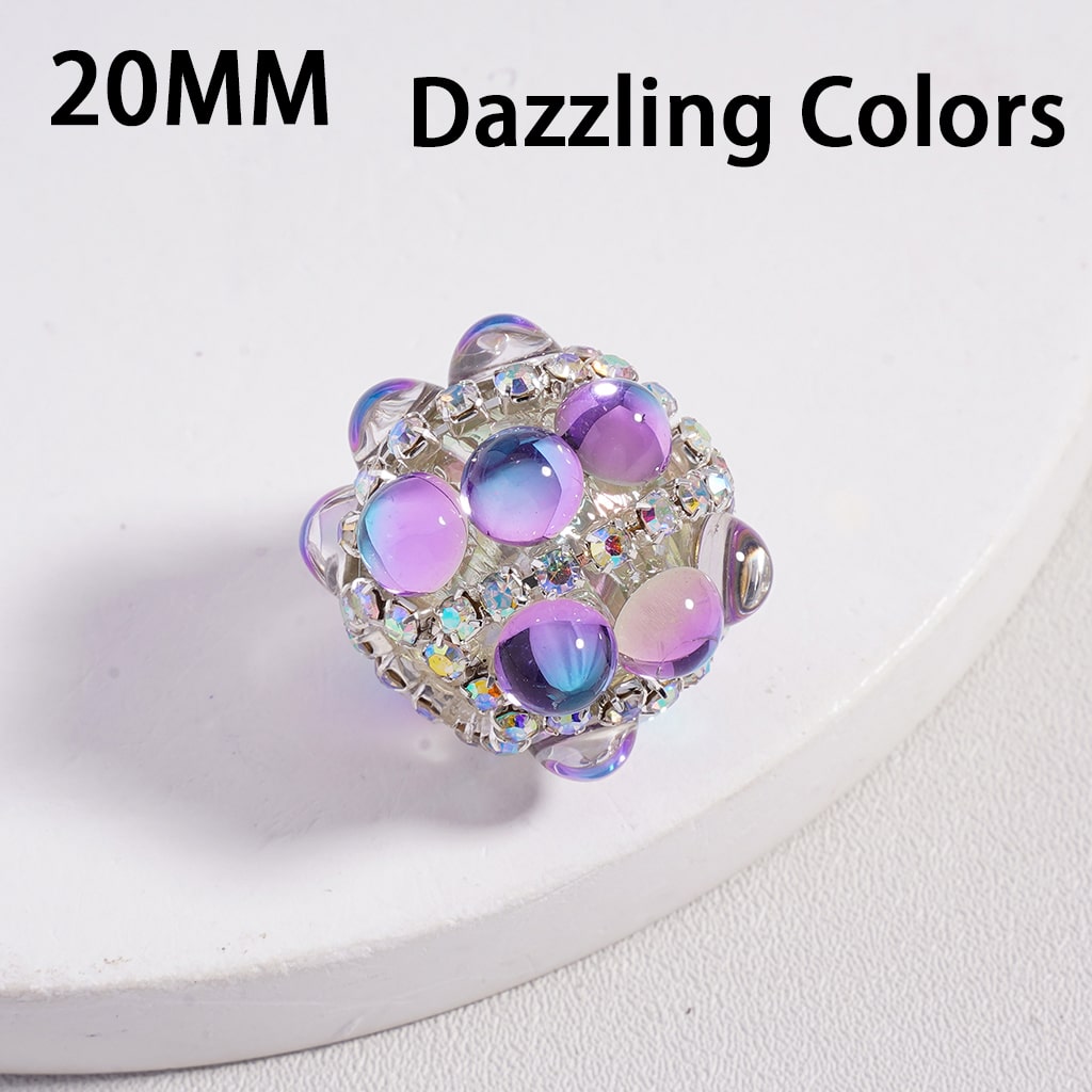 Acrylic Beads Cat Eye Style Shiny Translucent Pearls AB Rhinestones Chains Multi-Color 20MM