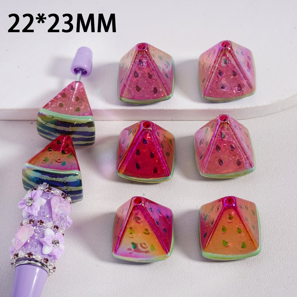 Acrylic Beads UV Coating Watermelon Chunks 22*23MM