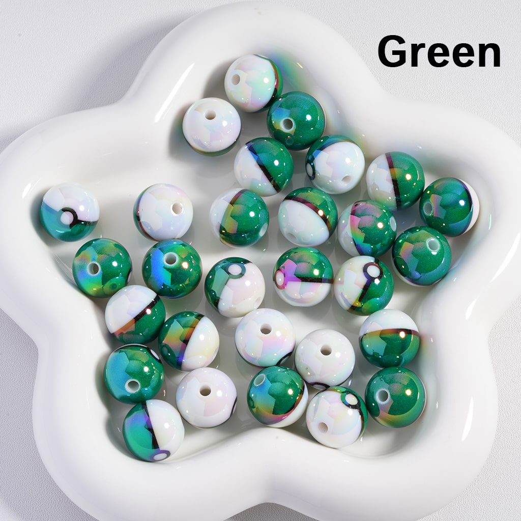 Acrylic Beads UV Coating Cute Pok Ball Pokemo Japanese Anime Solid Color 16MM