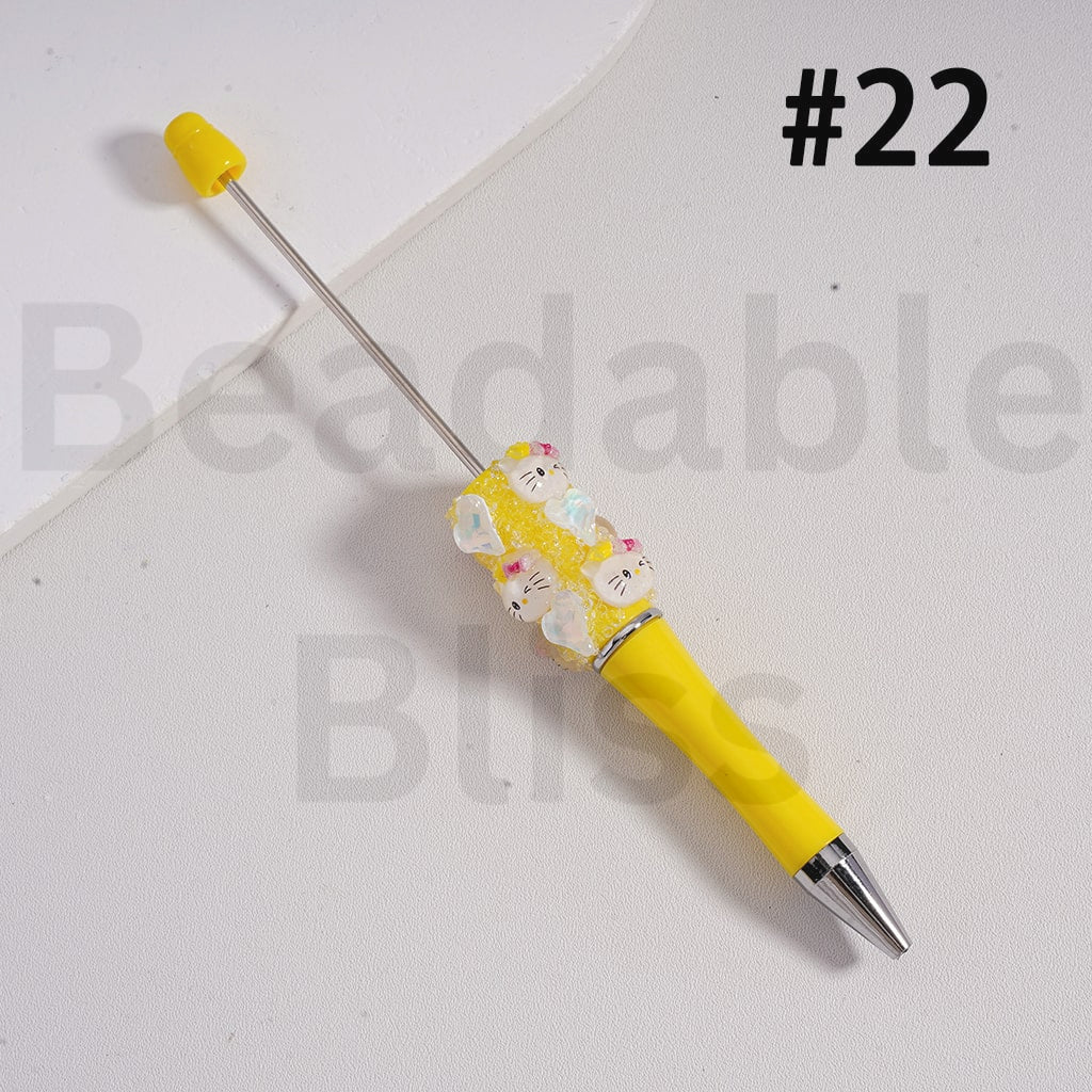 Beadable Sugar Pen with Cute Sanri Family Hello Kitt Kurom Cinnamonrol Hearts Solid Color