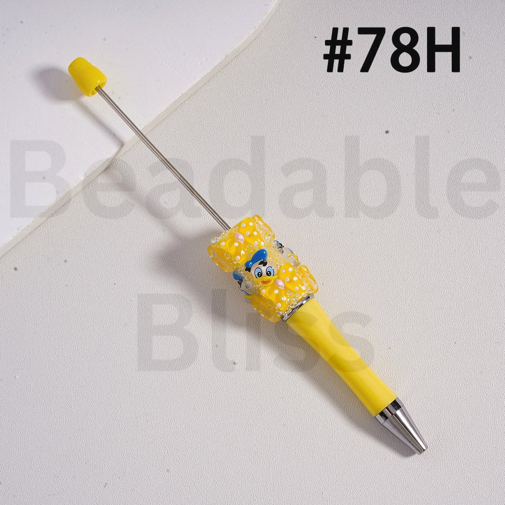 Beadable Sugar Pen with Cute Disne Family Micke Minni Donal Dais Duck Bowknot Solid Color