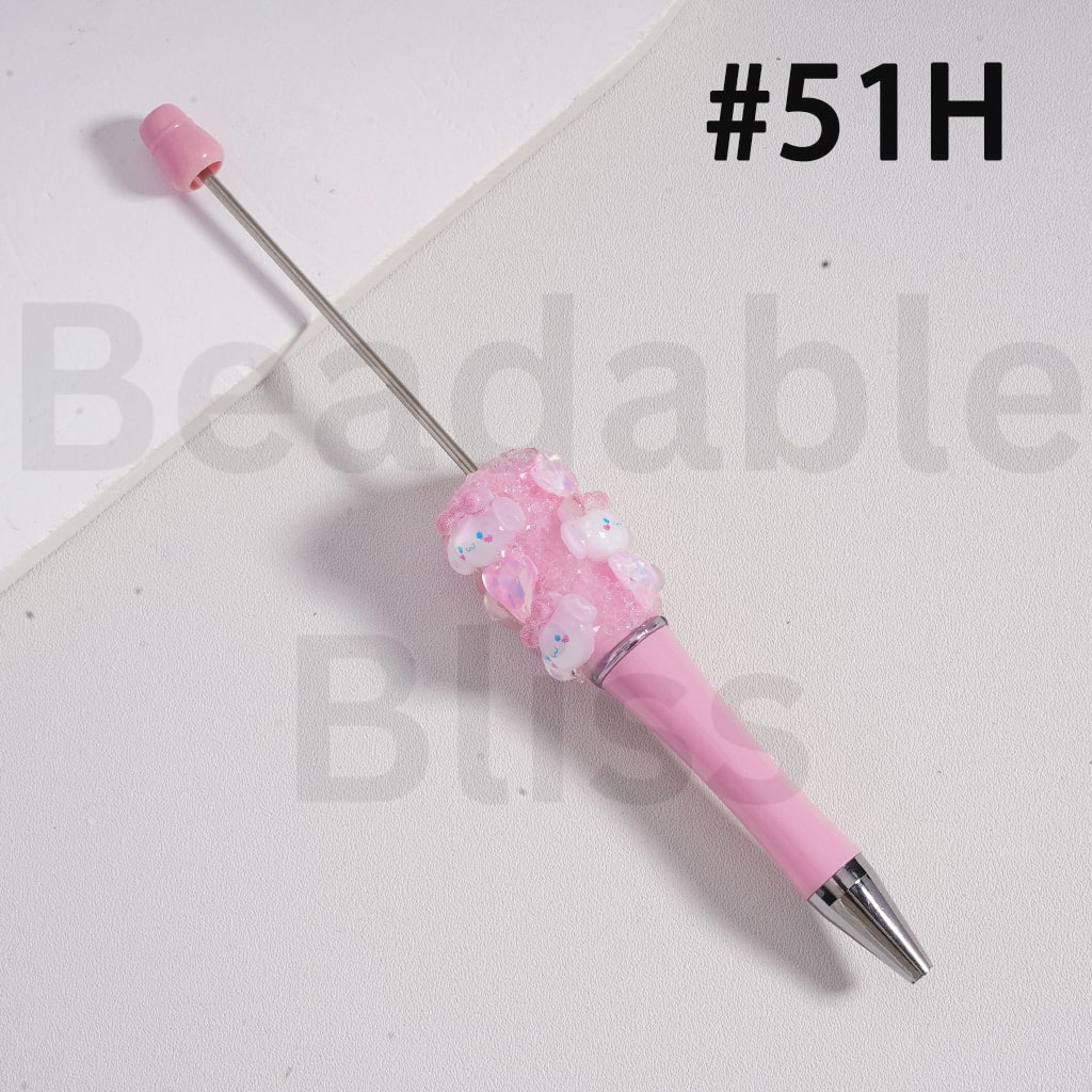 Beadable Sugar Pen with Cute Sanri Family Hello Kitt Kurom Cinnamonrol Hearts Solid Color