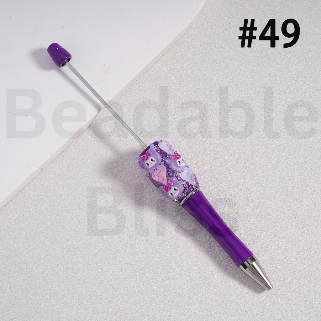 Beadable Sugar Pen with Cute Sanri Family Hello Kitt Kurom Cinnamonrol Hearts Solid Color
