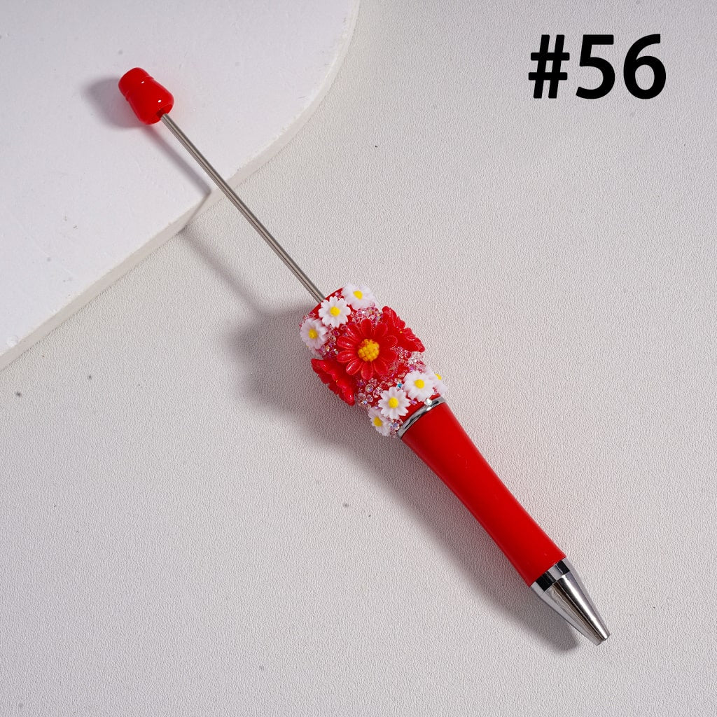 Beadable Sugar Pens with Mini Cute Daisy Flowers Solid Color