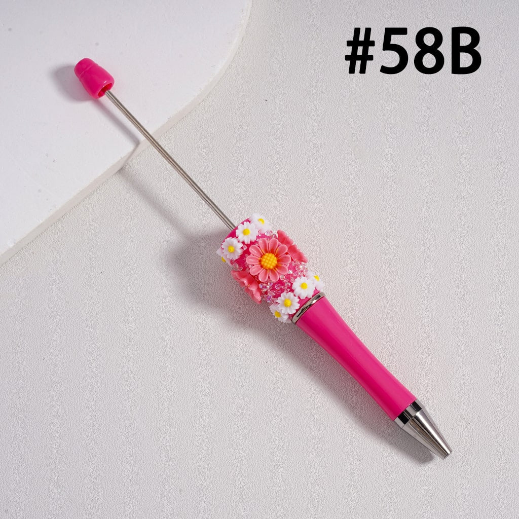 Beadable Sugar Pens with Mini Cute Daisy Flowers Solid Color