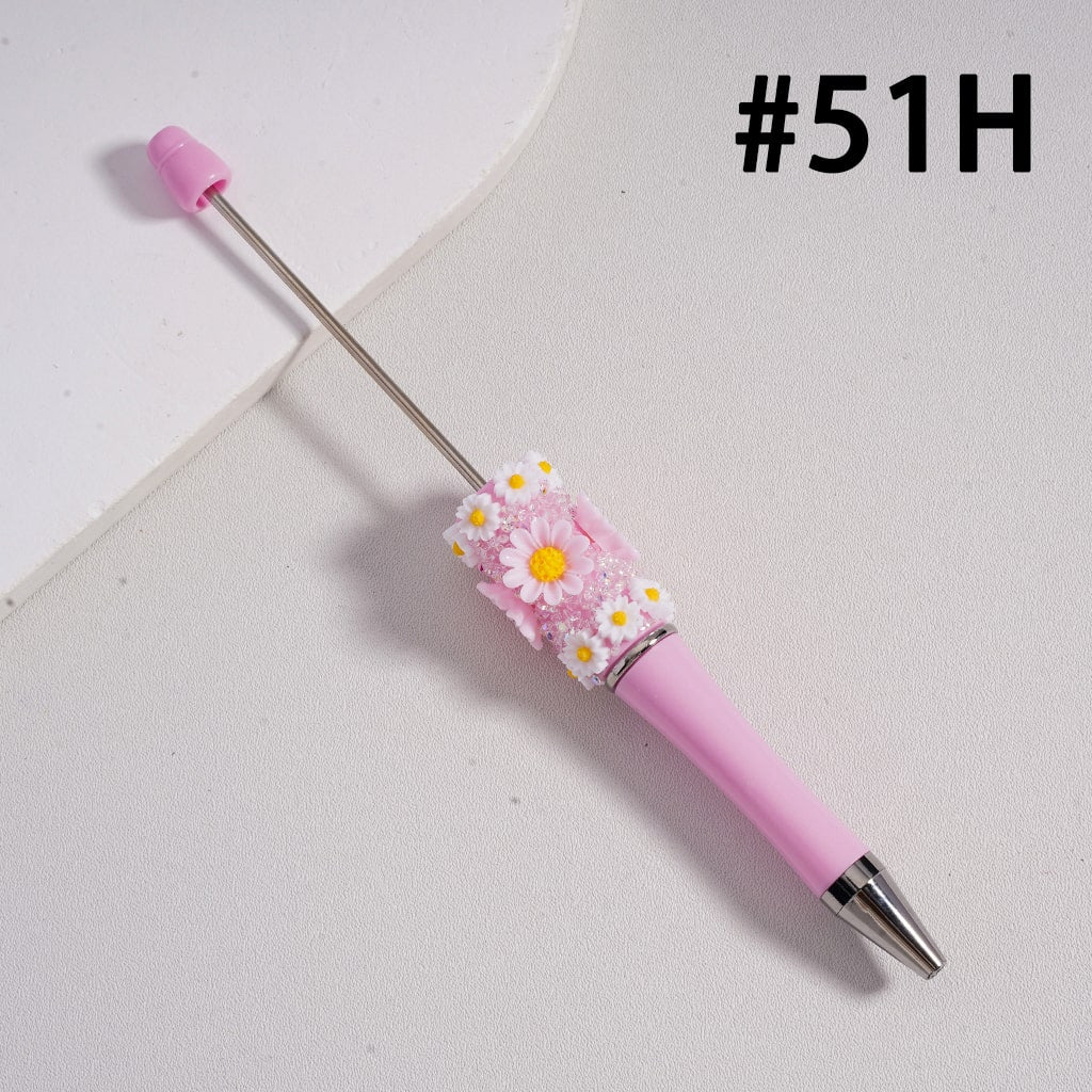 Beadable Sugar Pens with Mini Cute Daisy Flowers Solid Color