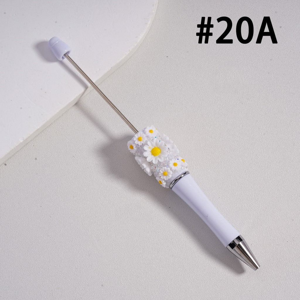 Beadable Sugar Pens with Mini Cute Daisy Flowers Solid Color