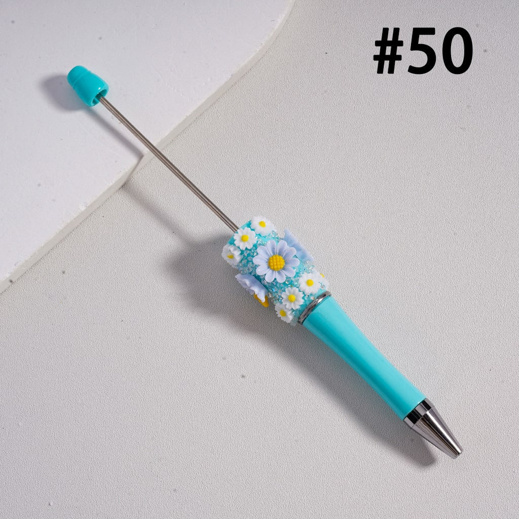 Beadable Sugar Pens with Mini Cute Daisy Flowers Solid Color