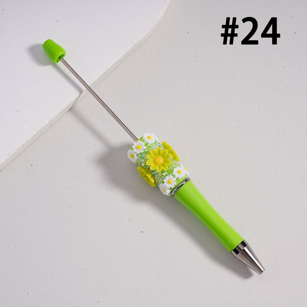 Beadable Sugar Pens with Mini Cute Daisy Flowers Solid Color
