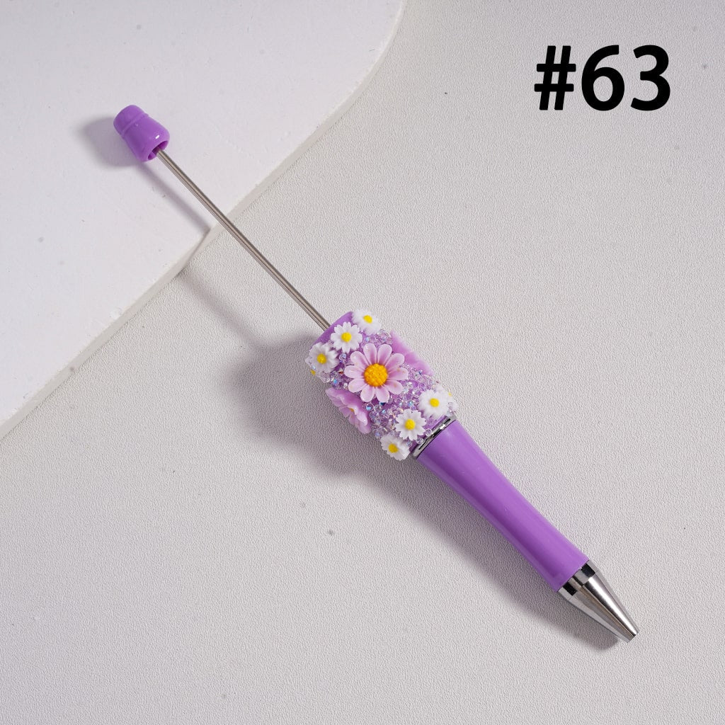 Beadable Sugar Pens with Mini Cute Daisy Flowers Solid Color