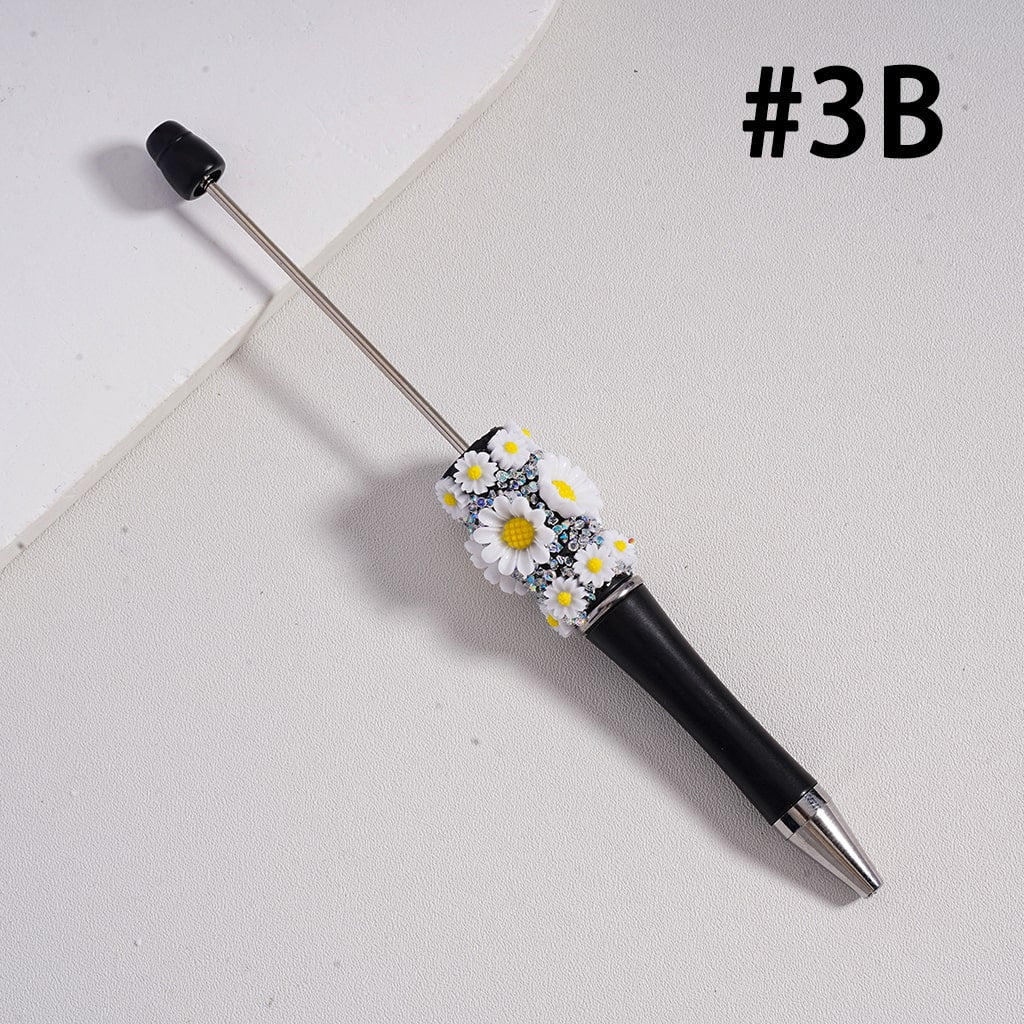 Beadable Sugar Pens with Mini Cute Daisy Flowers Solid Color