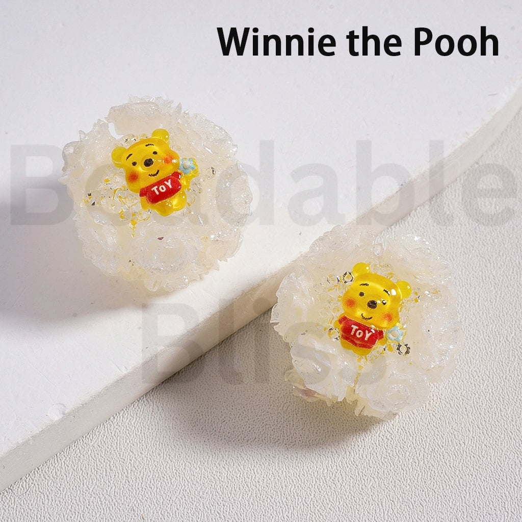 Sugar Acrylic Beads Luminous Shiny Glitter Flowers Cute Cartoon Kurom Donal Duck To Minni Alie Winni the Poo Dais Hello Kitt Lots Bear Stitc James P. Sulliva Capybara Jerr Cinnamonrol Multi-Color