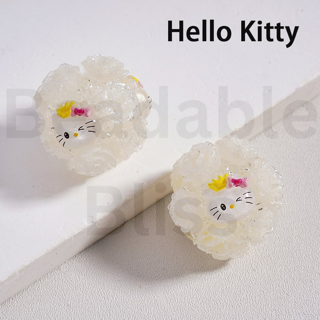 Sugar Acrylic Beads Luminous Shiny Glitter Flowers Cute Cartoon Kurom Donal Duck To Minni Alie Winni the Poo Dais Hello Kitt Lots Bear Stitc James P. Sulliva Capybara Jerr Cinnamonrol Multi-Color