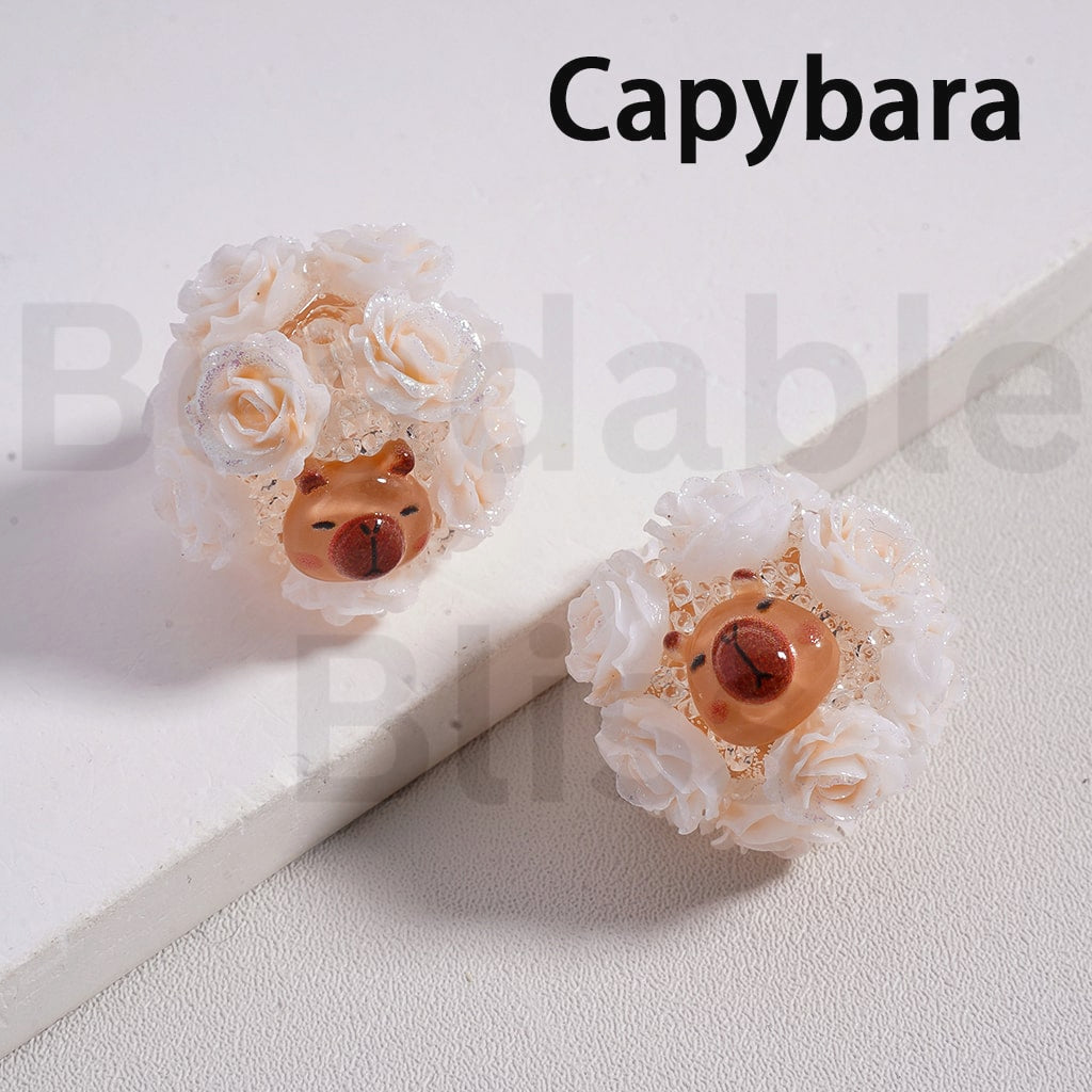 Sugar Acrylic Beads Luminous Shiny Glitter Flowers Cute Cartoon Kurom Donal Duck To Minni Alie Winni the Poo Dais Hello Kitt Lots Bear Stitc James P. Sulliva Capybara Jerr Cinnamonrol Multi-Color