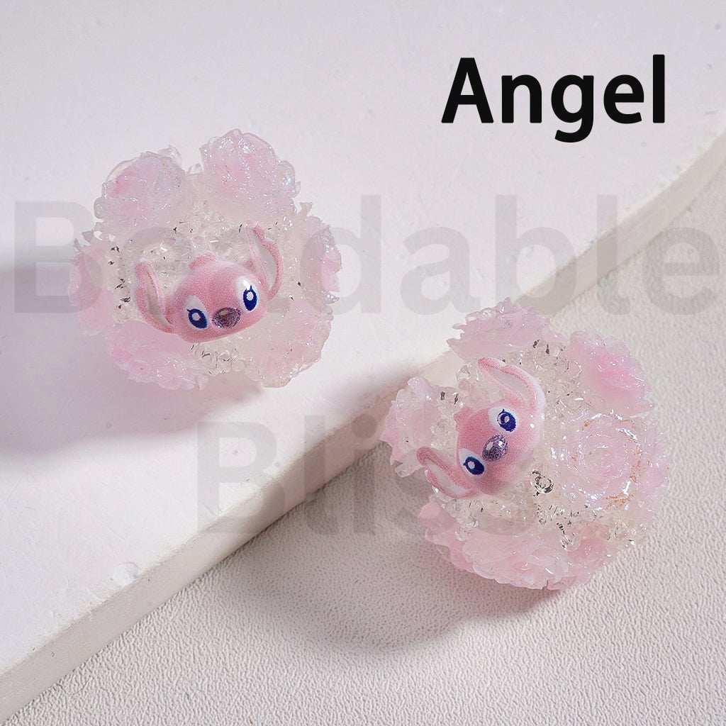 Sugar Acrylic Beads Luminous Shiny Glitter Flowers Cute Cartoon Kurom Donal Duck To Minni Alie Winni the Poo Dais Hello Kitt Lots Bear Stitc James P. Sulliva Capybara Jerr Cinnamonrol Multi-Color