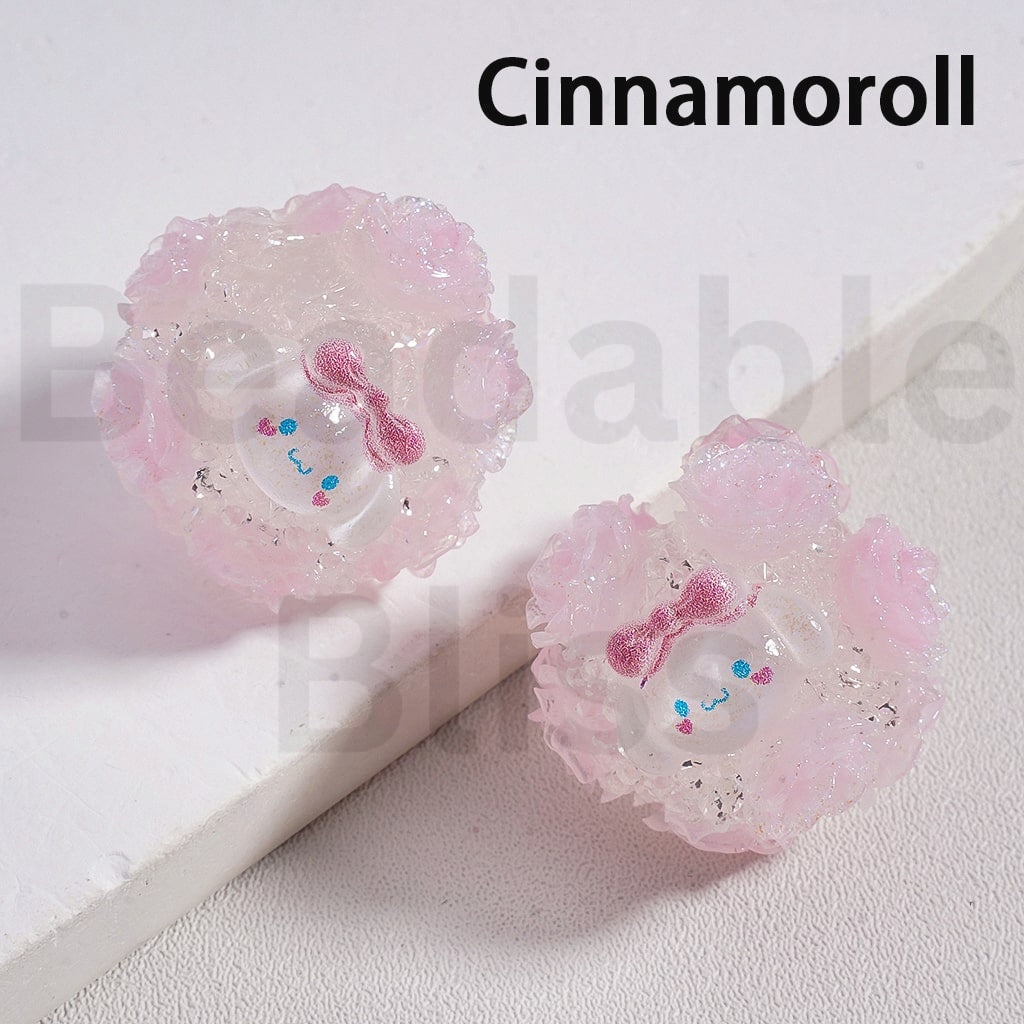 Sugar Acrylic Beads Luminous Shiny Glitter Flowers Cute Cartoon Kurom Donal Duck To Minni Alie Winni the Poo Dais Hello Kitt Lots Bear Stitc James P. Sulliva Capybara Jerr Cinnamonrol Multi-Color