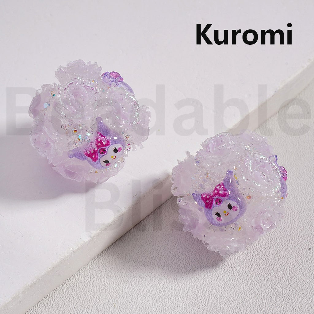 Sugar Acrylic Beads Luminous Shiny Glitter Flowers Cute Cartoon Kurom Donal Duck To Minni Alie Winni the Poo Dais Hello Kitt Lots Bear Stitc James P. Sulliva Capybara Jerr Cinnamonrol Multi-Color