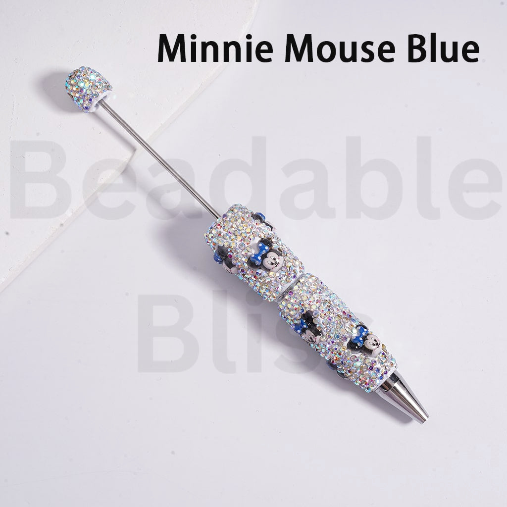 Beadable Clay Pens with AB Rhinestones Cute Cartoon Charms Hello Kitt Doraemo Donal Duc Pand Dais Minni Micke Alie Nic Wild Fox StellaLo Rabbit Chi