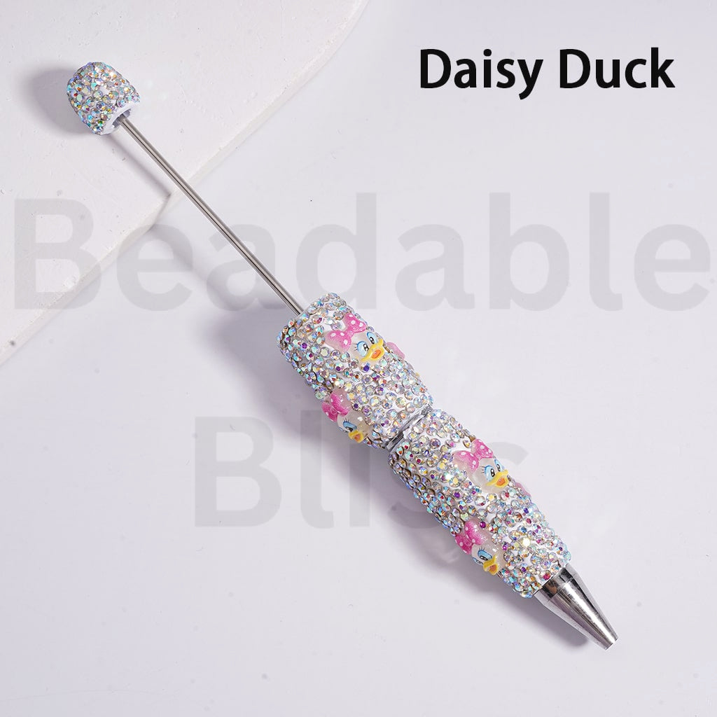 Beadable Clay Pens with AB Rhinestones Cute Cartoon Charms Hello Kitt Doraemo Donal Duc Pand Dais Minni Micke Alie Nic Wild Fox StellaLo Rabbit Chi