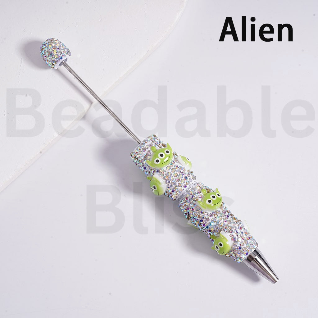 Beadable Clay Pens with AB Rhinestones Cute Cartoon Charms Hello Kitt Doraemo Donal Duc Pand Dais Minni Micke Alie Nic Wild Fox StellaLo Rabbit Chi