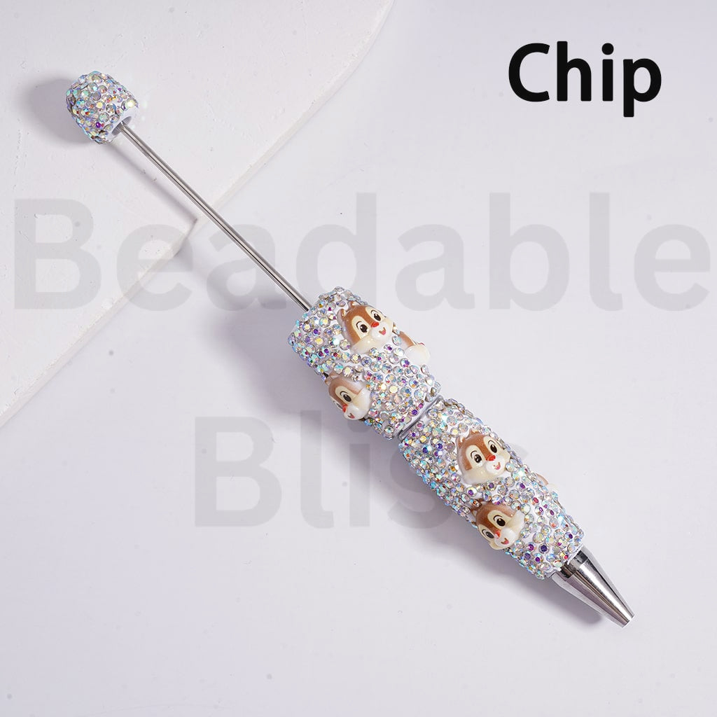 Beadable Clay Pens with AB Rhinestones Cute Cartoon Charms Hello Kitt Doraemo Donal Duc Pand Dais Minni Micke Alie Nic Wild Fox StellaLo Rabbit Chi