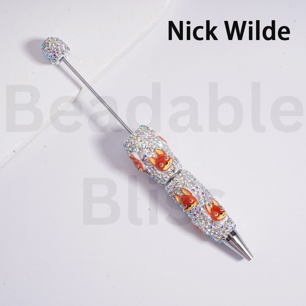 Beadable Clay Pens with AB Rhinestones Cute Cartoon Charms Hello Kitt Doraemo Donal Duc Pand Dais Minni Micke Alie Nic Wild Fox StellaLo Rabbit Chi