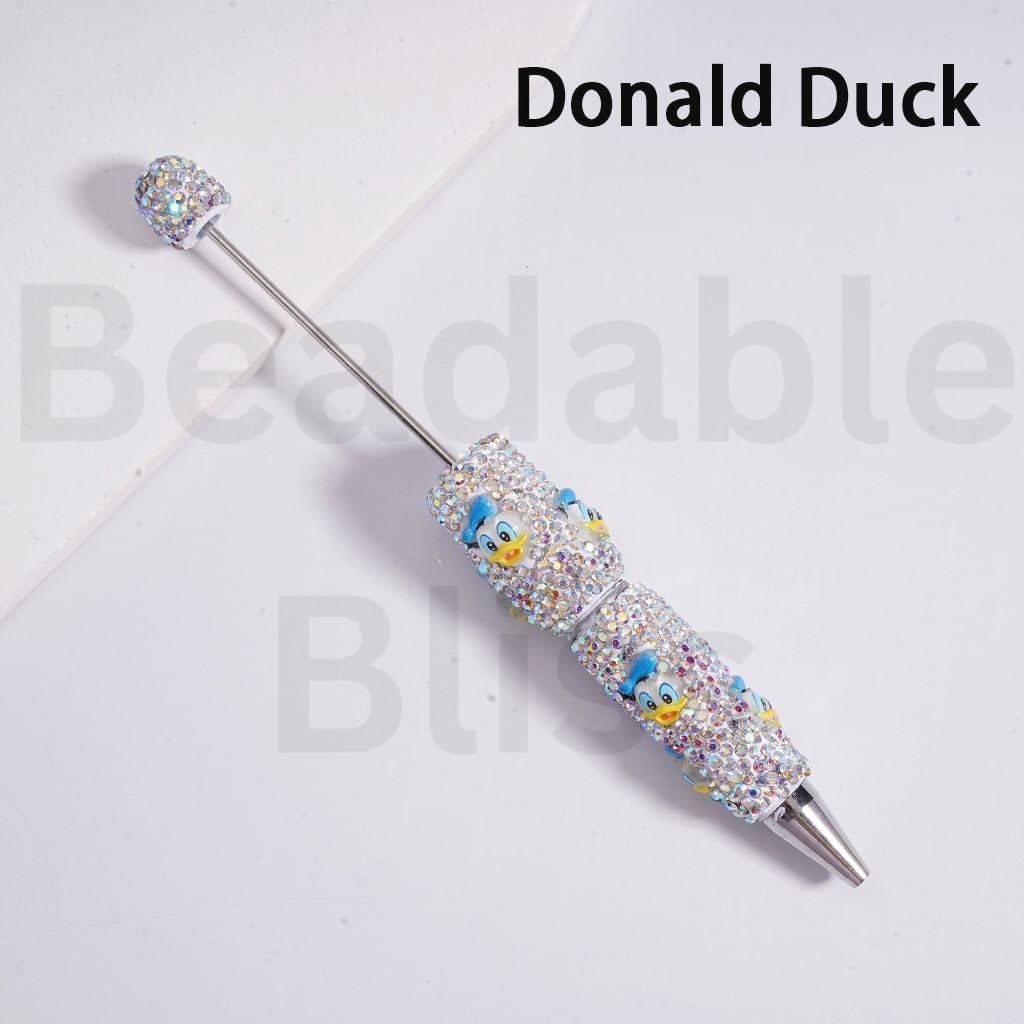 Beadable Clay Pens with AB Rhinestones Cute Cartoon Charms Hello Kitt Doraemo Donal Duc Pand Dais Minni Micke Alie Nic Wild Fox StellaLo Rabbit Chi