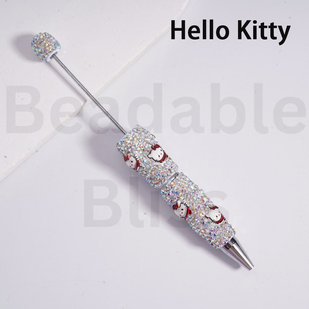 Beadable Clay Pens with AB Rhinestones Cute Cartoon Charms Hello Kitt Doraemo Donal Duc Pand Dais Minni Micke Alie Nic Wild Fox StellaLo Rabbit Chi