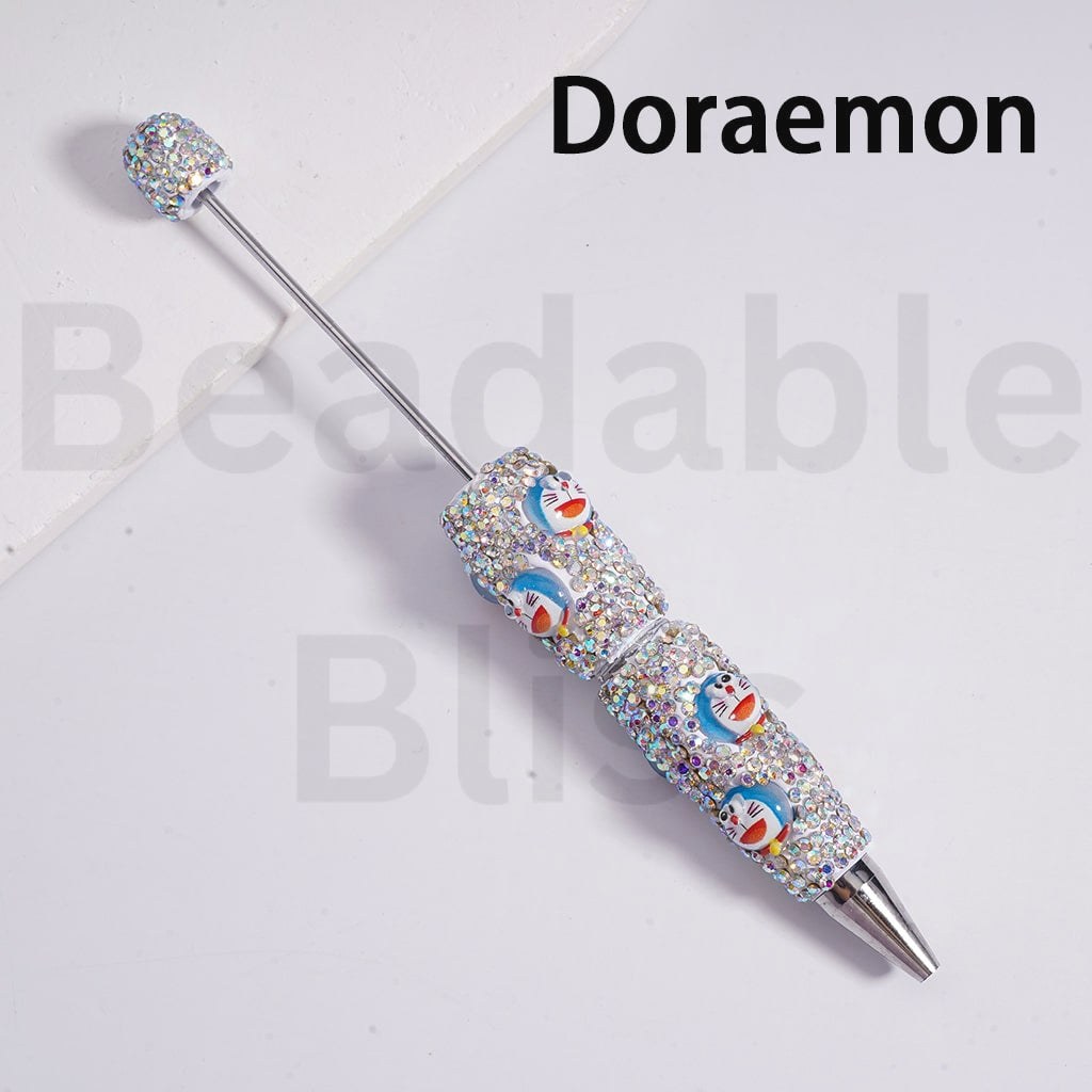 Beadable Clay Pens with AB Rhinestones Cute Cartoon Charms Hello Kitt Doraemo Donal Duc Pand Dais Minni Micke Nic Wild Fox StellaLo Rabbit Chi