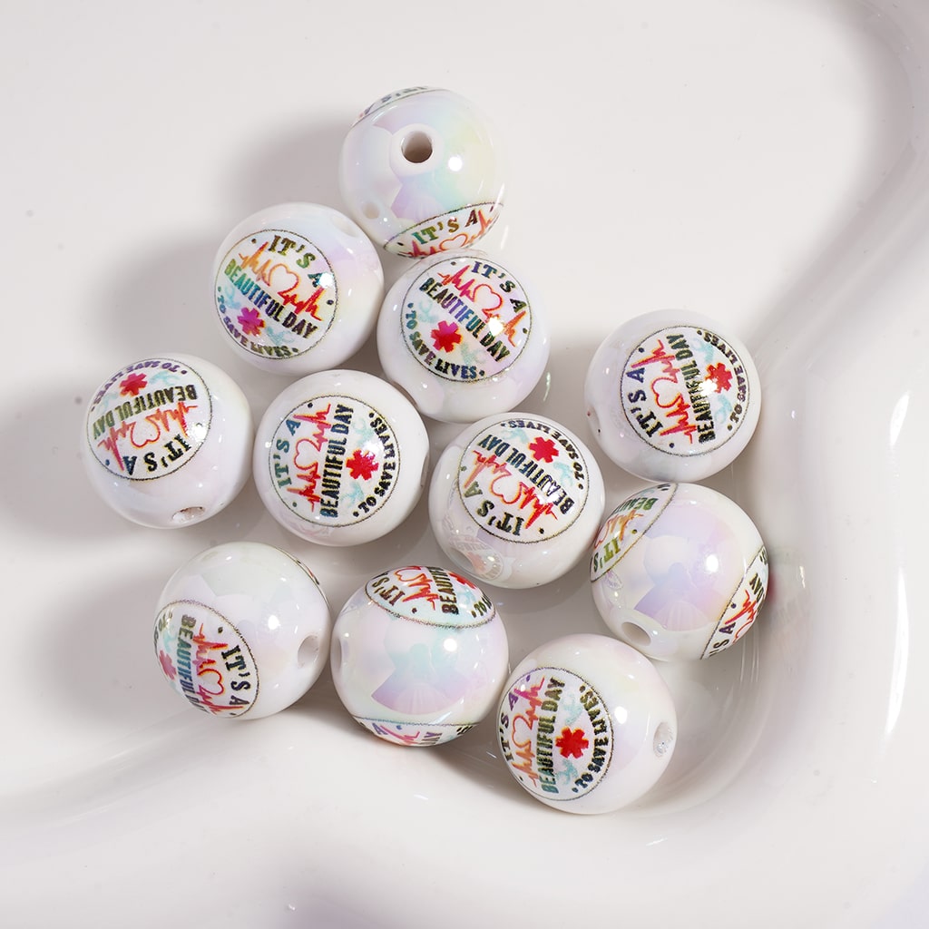 Acrylic Beads UV Coating Medical Alert Series Epipen I Have Diabetes Epilepsy It's A Beautiful Day to Save Lives 16MM