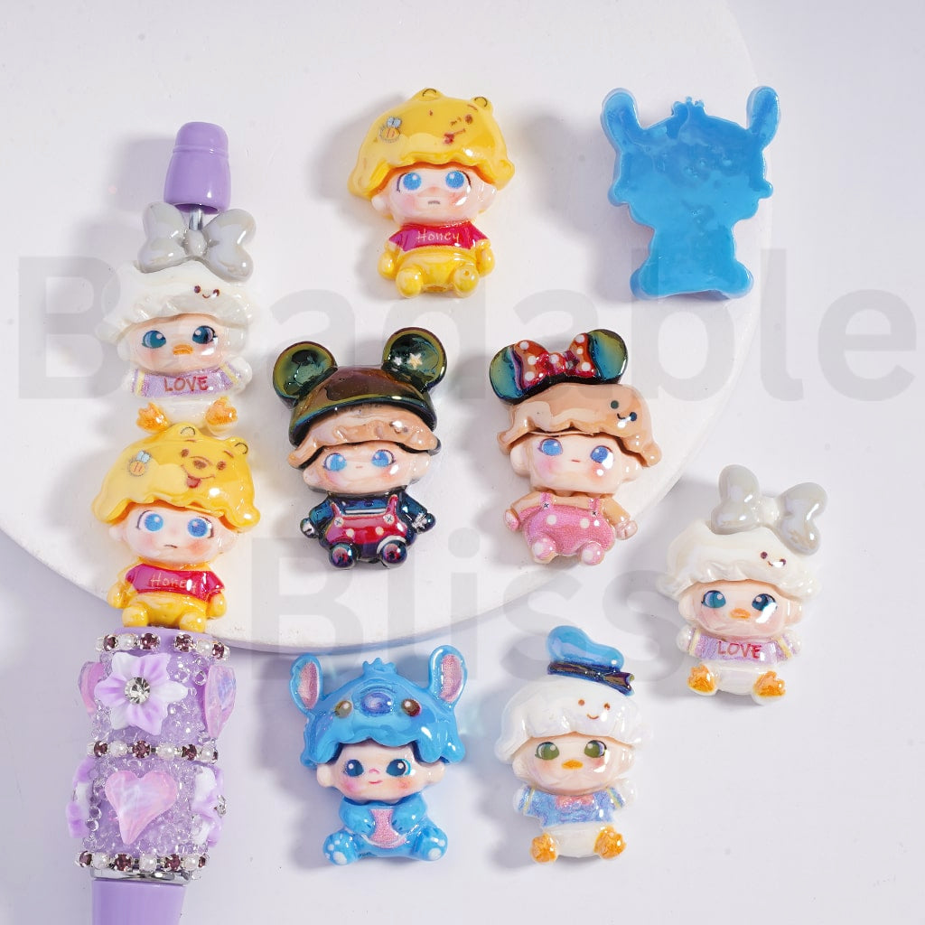 Acrylic Beads UV Coating Cute Baby Litte Fair Tal Tow Series, Random Mix