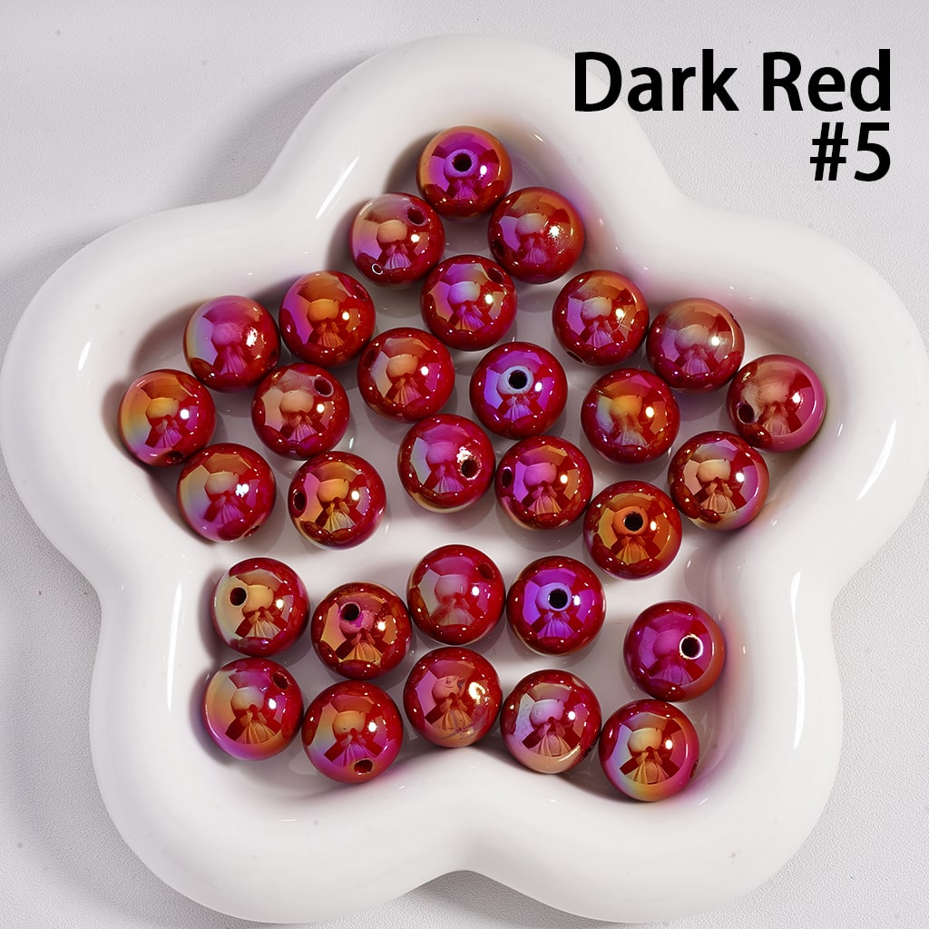 Round Acrylic Beads UV Coating Shiny in Solid Color, 16MM
