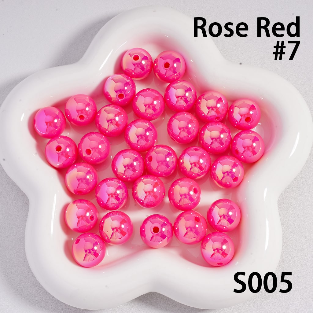 Round Acrylic Beads UV Coating Shiny in Solid Color, 16MM