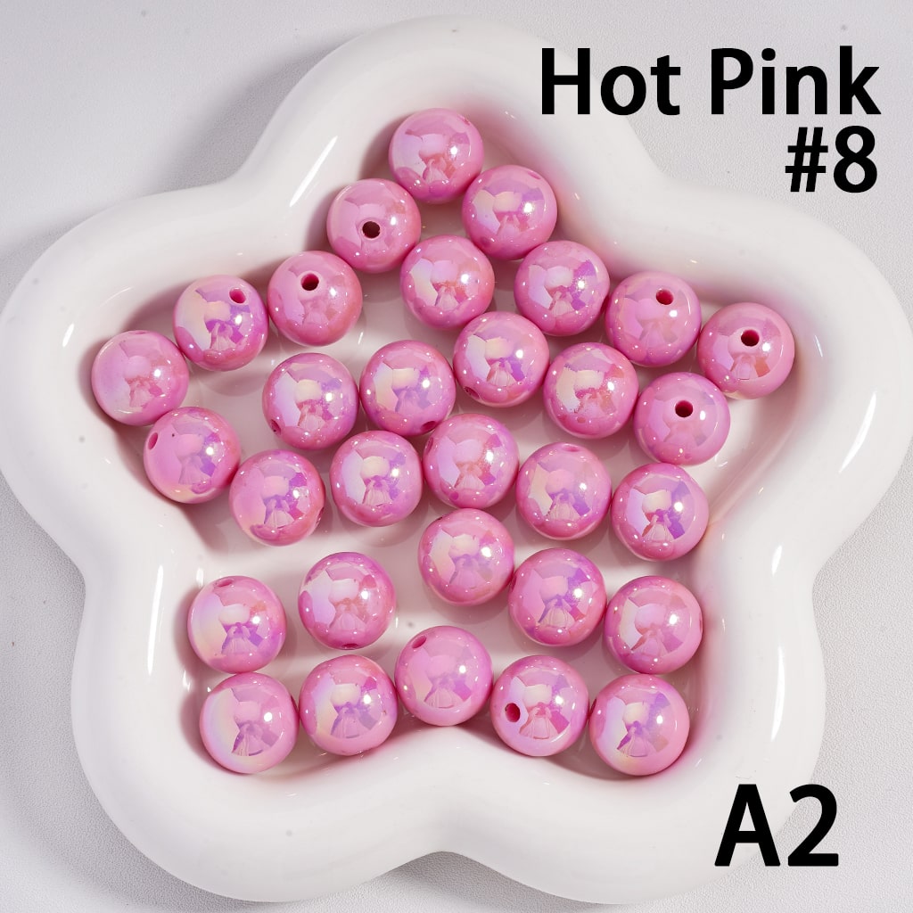 Round Acrylic Beads UV Coating Shiny in Solid Color, 16MM