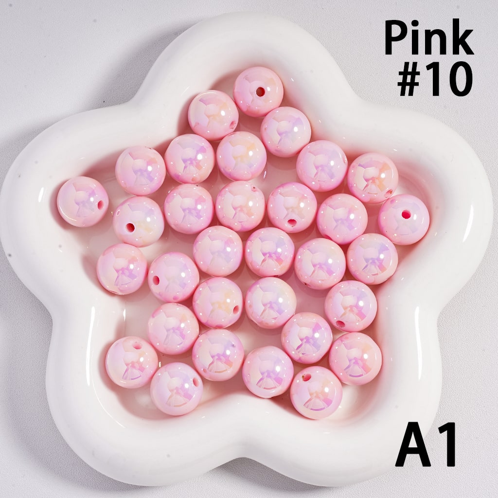 Round Acrylic Beads UV Coating Shiny in Solid Color, 16MM